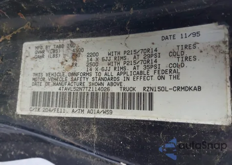 1996 Toyota Tacoma Xtracab from USA, damaged, VIN 4TAVL52N7TZ114026